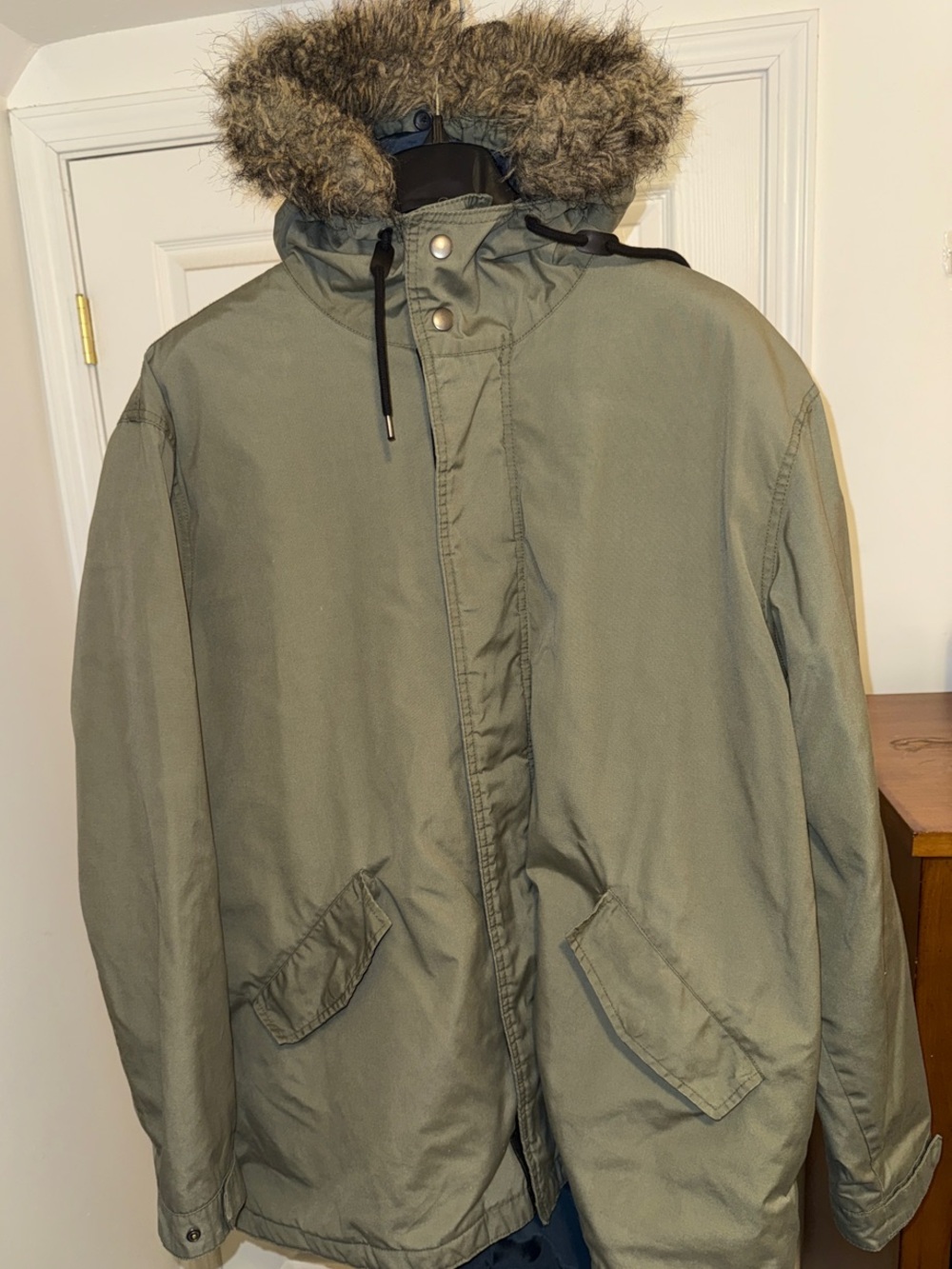 Old Navy 3XLT Olive Green Military-Style Winter Coat with Faux Fur Trim